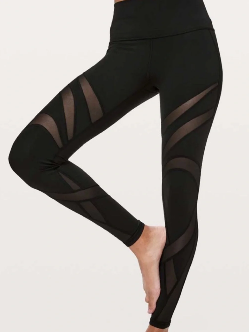 Lululemon wunder under Black Mesh-Panel High-Waist Leggings